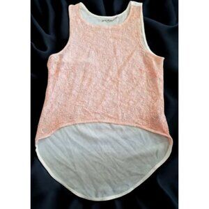 ALI & KRIS Peach Lacy Front Asymmetrical Hem Sleeveless Top Ladies SMALL